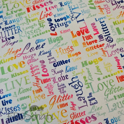 Wasserabweisender Canvas/Oxford LoveKisses Wordcloud | 0,5m