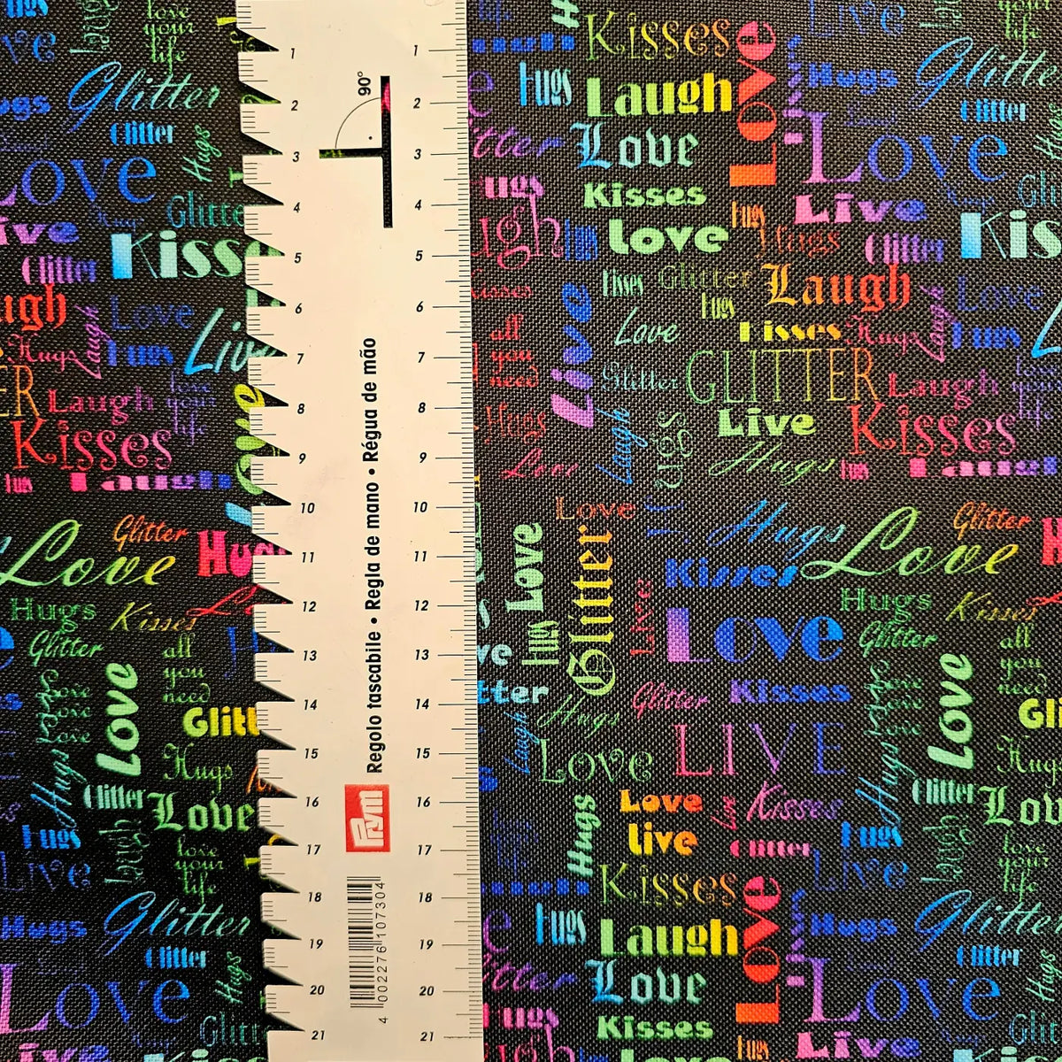 Wasserabweisender Canvas/Oxford LoveKisses Wordcloud | 0,5m