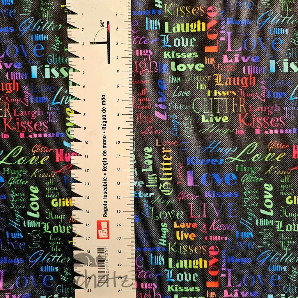 Wasserabweisender Canvas/Oxford LoveKisses Wordcloud | 0,5m