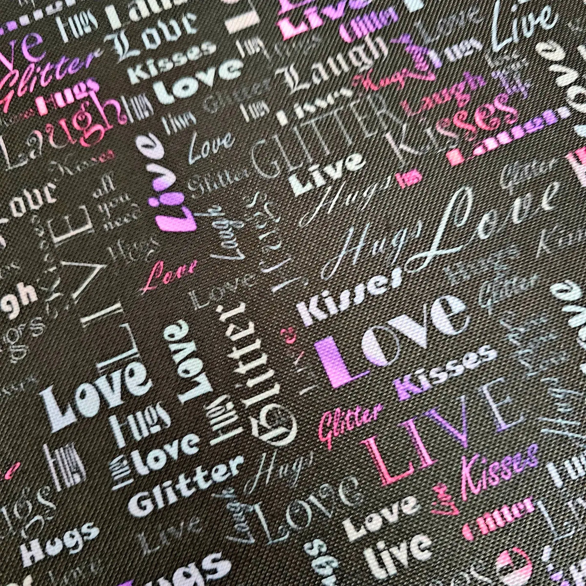 Wasserabweisender Canvas/Oxford LoveKisses Wordcloud | 0,5m