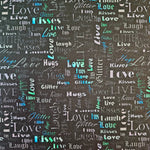 Wasserabweisender Canvas/Oxford LoveKisses Wordcloud | 0,5m