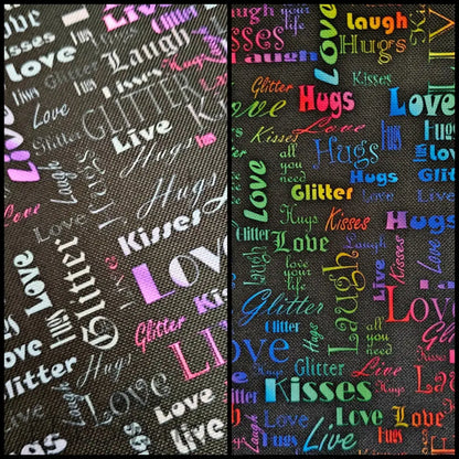 Wasserabweisender Canvas/Oxford LoveKisses Wordcloud | 0,5m