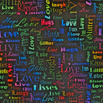 Wasserabweisender Canvas/Oxford LoveKisses Wordcloud | 0,5m