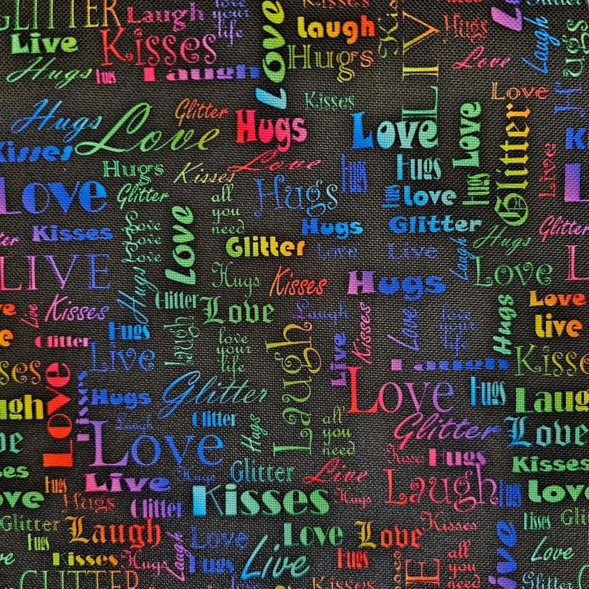 Wasserabweisender Canvas/Oxford LoveKisses Wordcloud | 0,5m