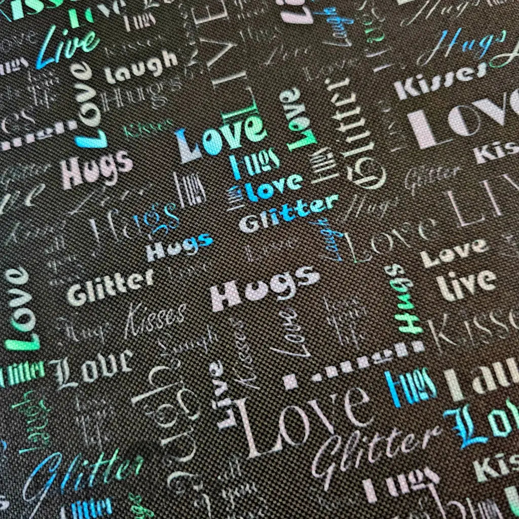 Wasserabweisender Canvas/Oxford LoveKisses Wordcloud | 0,5m