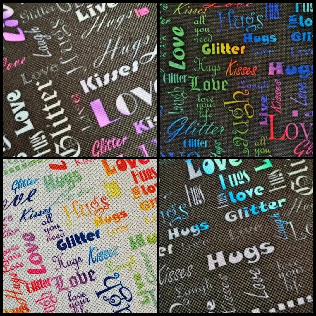 Wasserabweisender Canvas/Oxford LoveKisses Wordcloud | 0,5m