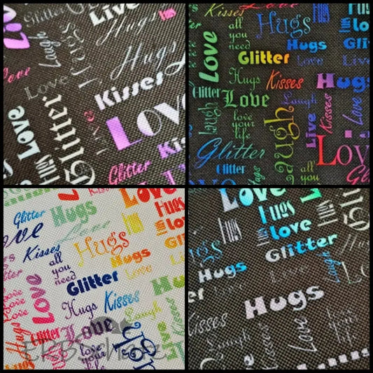 Wasserabweisender Canvas/Oxford LoveKisses Wordcloud | 0,5m