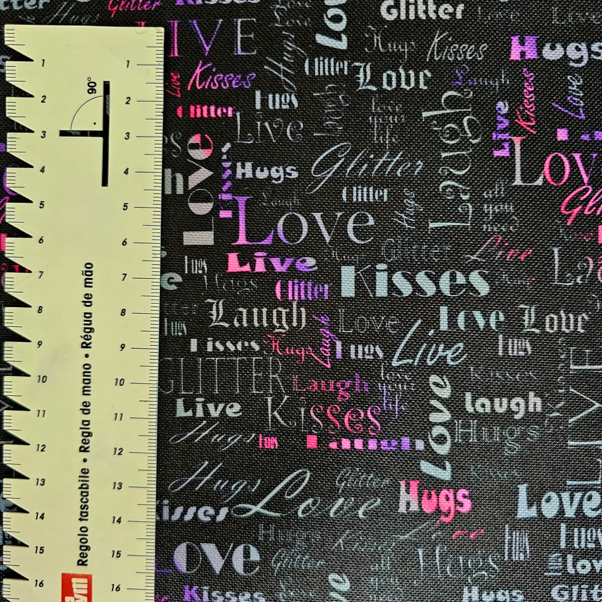 Wasserabweisender Canvas/Oxford LoveKisses Wordcloud | 0,5m