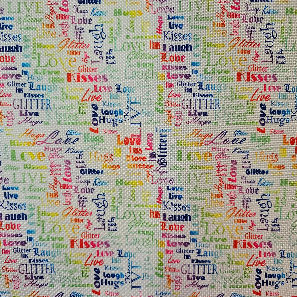 Wasserabweisender Canvas/Oxford LoveKisses Wordcloud | 0,5m