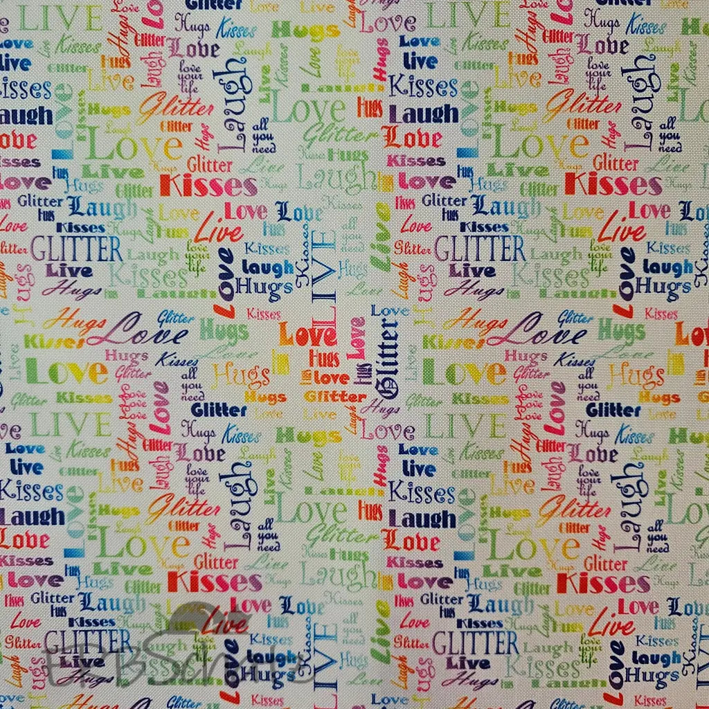 Wasserabweisender Canvas/Oxford LoveKisses Wordcloud | 0,5m