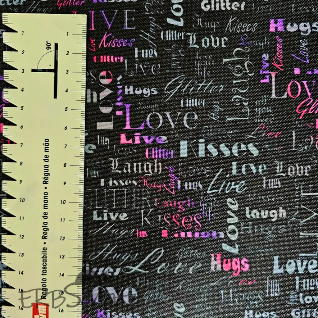 Wasserabweisender Canvas/Oxford LoveKisses Wordcloud | 0,5m