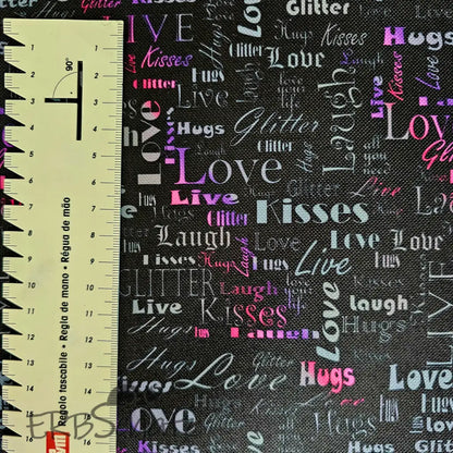 Wasserabweisender Canvas/Oxford LoveKisses Wordcloud | 0,5m