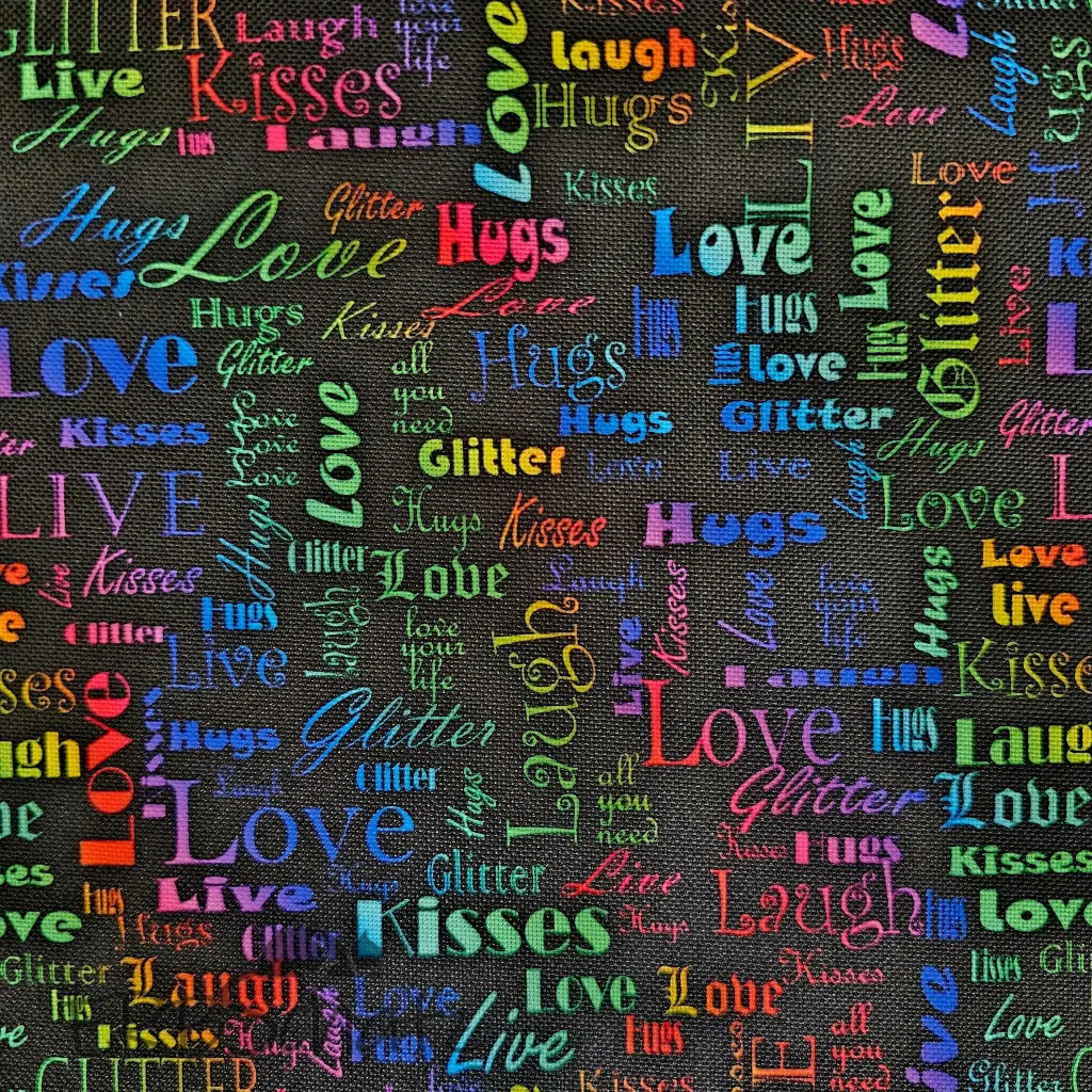 Wasserabweisender Canvas/Oxford LoveKisses Wordcloud | 0,5m