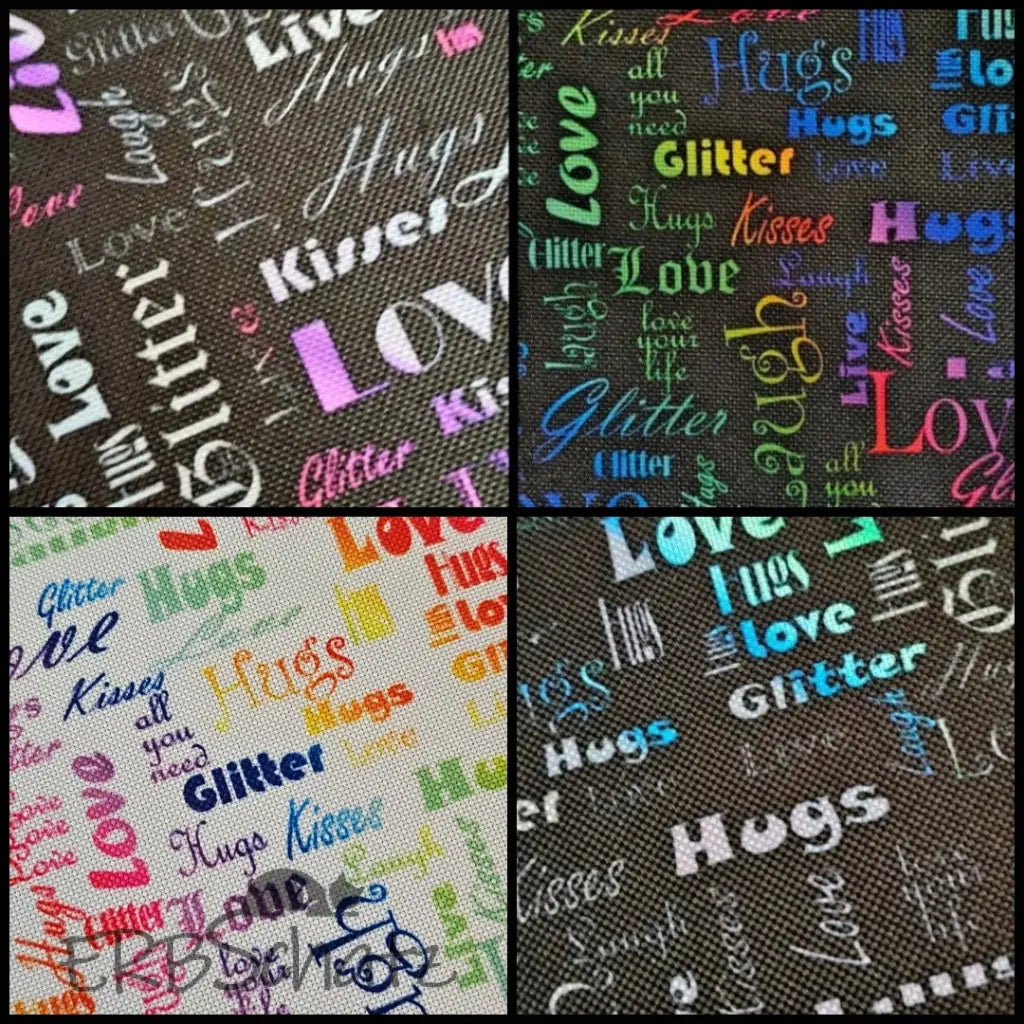 Wasserabweisender Canvas/Oxford LoveKisses Wordcloud | 0,5m