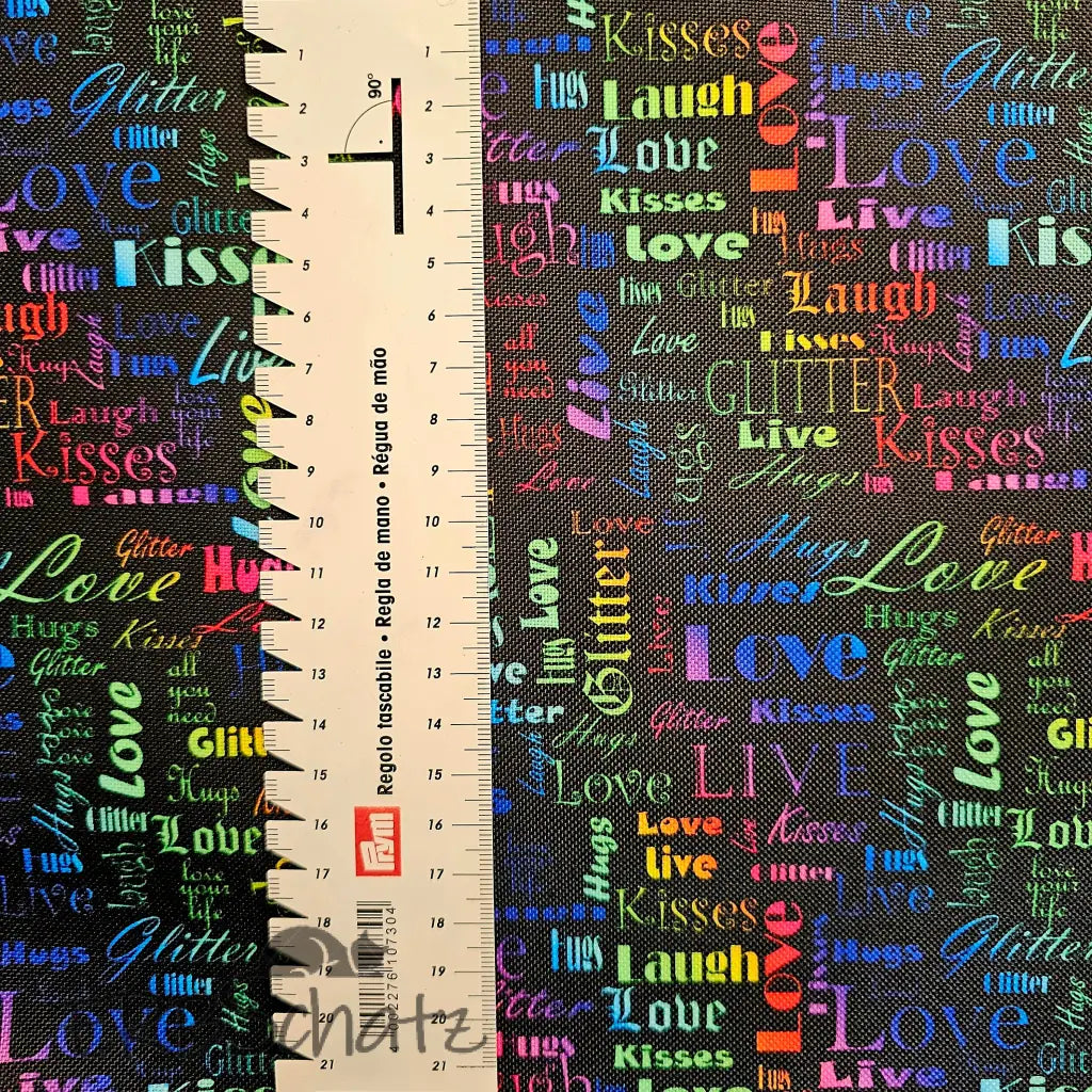 Wasserabweisender Canvas/Oxford LoveKisses Wordcloud | 0,5m