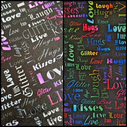 Wasserabweisender Canvas/Oxford LoveKisses Wordcloud | 0,5m