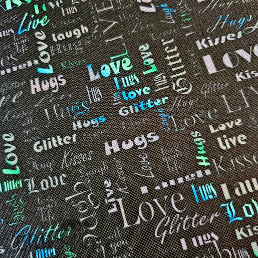 Wasserabweisender Canvas/Oxford LoveKisses Wordcloud | 0,5m
