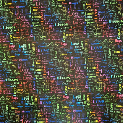 Wasserabweisender Canvas/Oxford LoveKisses Wordcloud | 0,5m