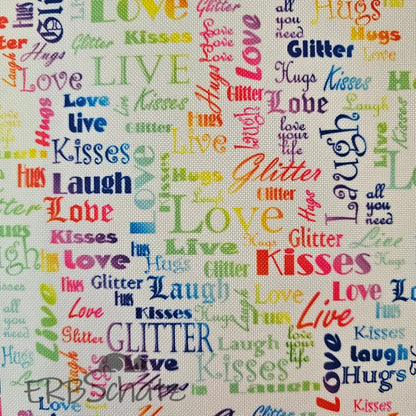 Wasserabweisender Canvas/Oxford LoveKisses Wordcloud | 0,5m