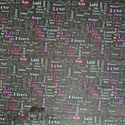 Wasserabweisender Canvas/Oxford LoveKisses Wordcloud | 0,5m