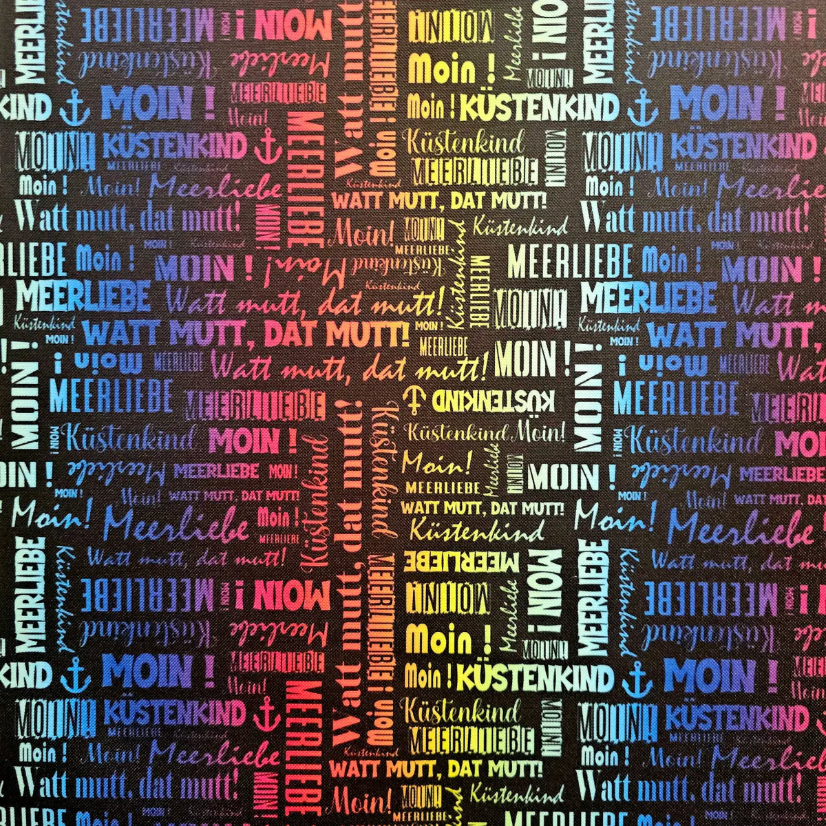 Wasserabweisender Canvas/Oxford | Wordcloud Moin Rainbow