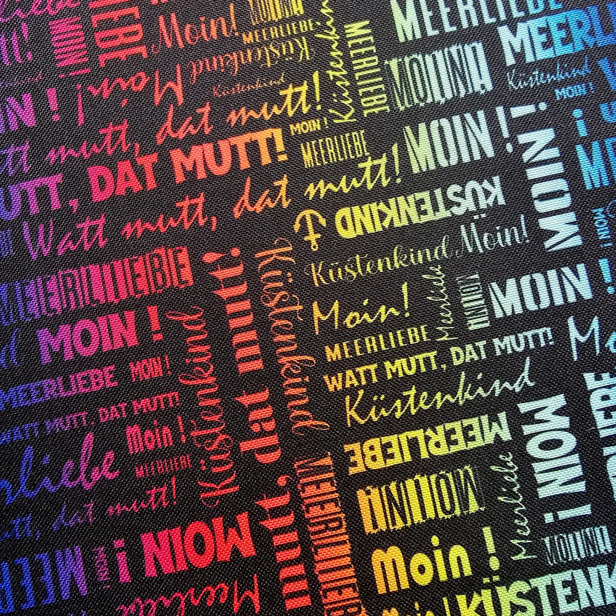 Wasserabweisender Canvas/Oxford | Wordcloud Moin Rainbow