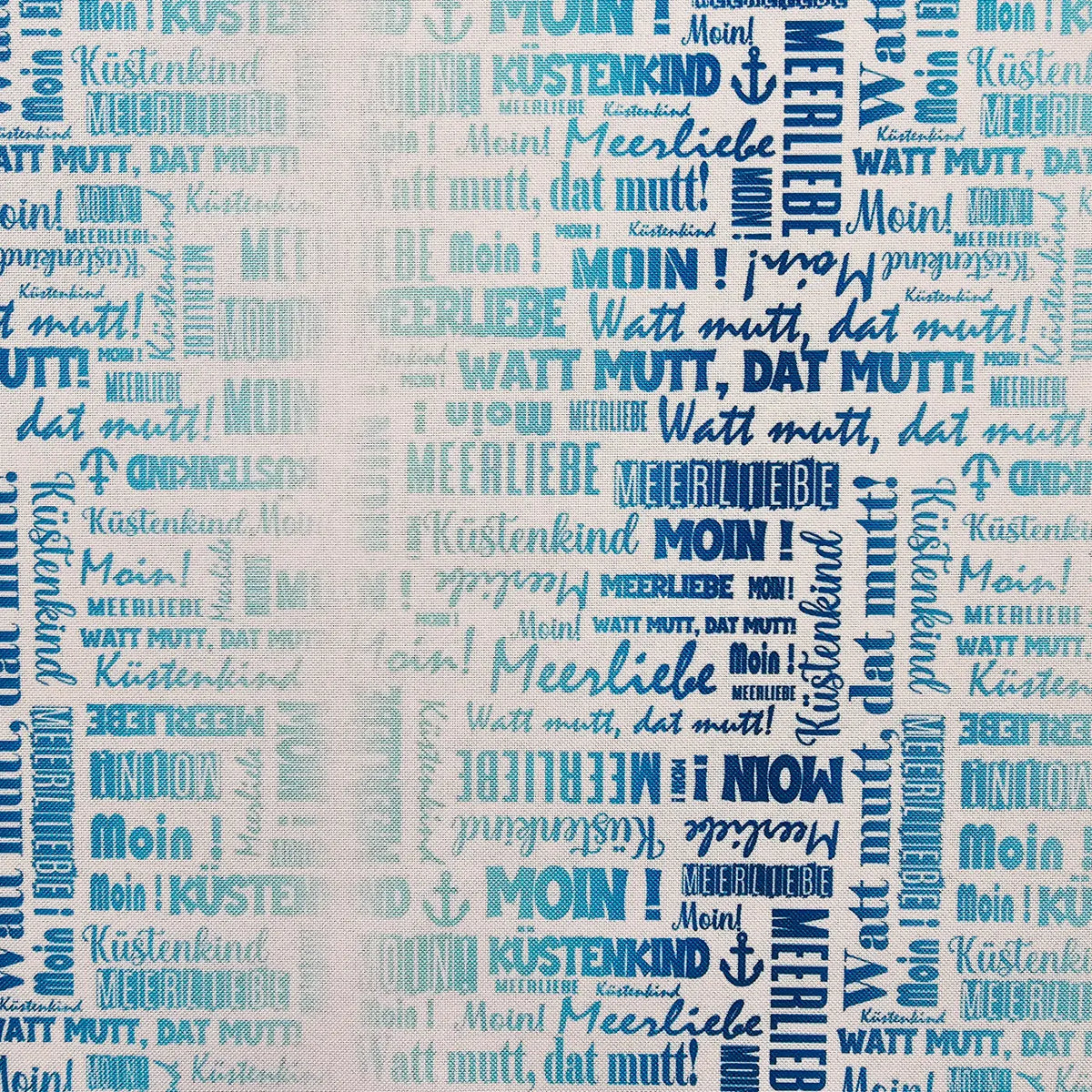 Wasserabweisender Canvas/Oxford | Wordcloud Moin White