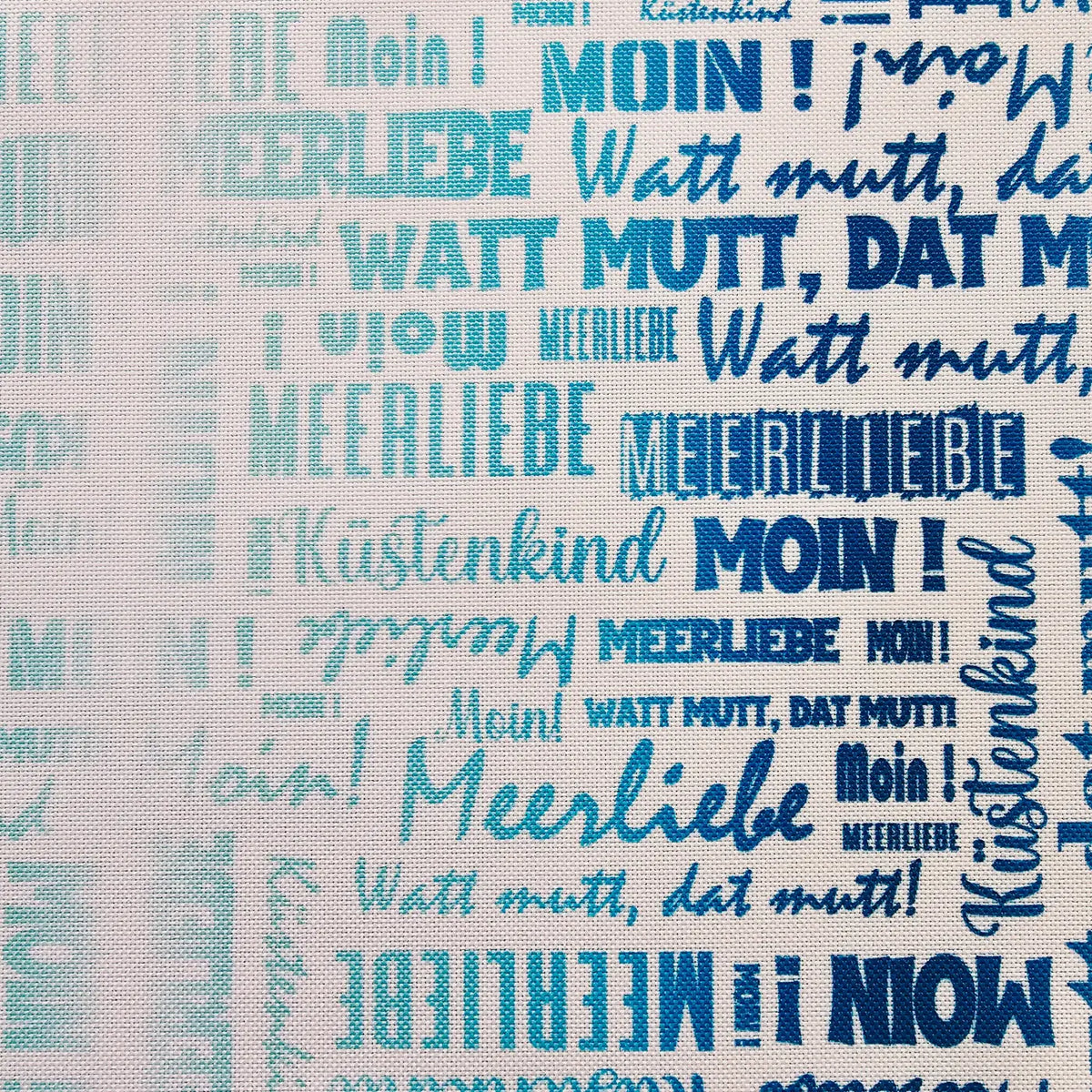 Wasserabweisender Canvas/Oxford | Wordcloud Moin White