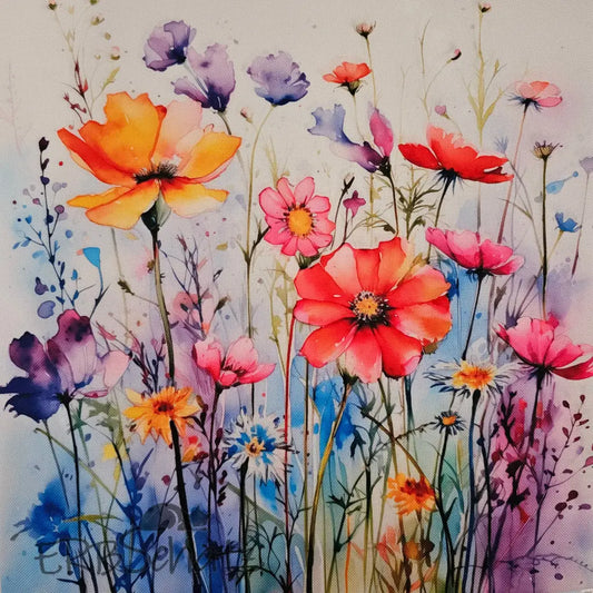 Wasserfester Canvas/Oxford Panel Blumenwiese 25x25cm