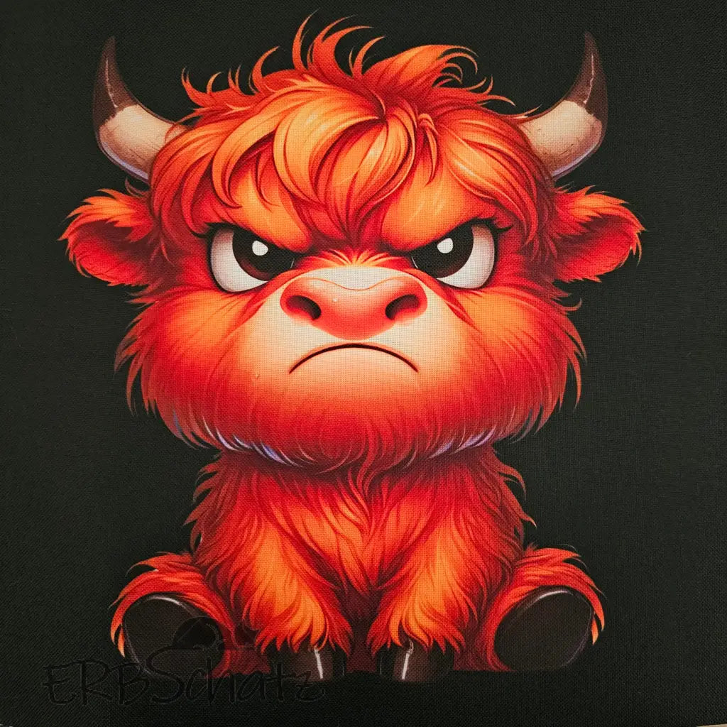Wasserfester Canvas/Oxford Panel Grumpy Cow 25x25cm