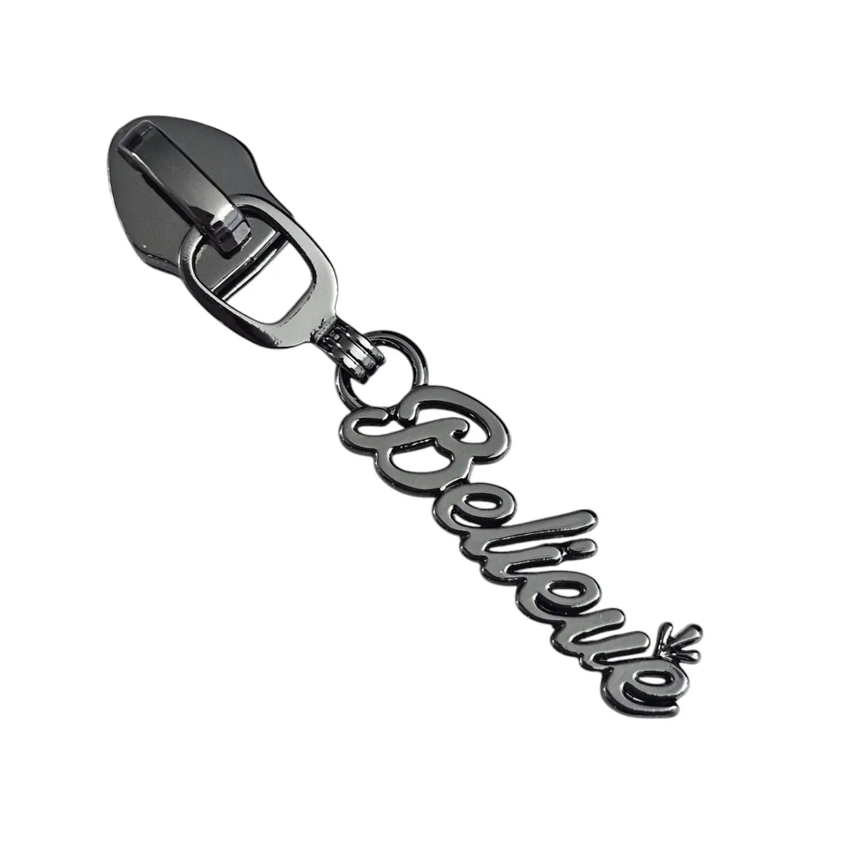 Zipper ’Believe’ Gun Metal - Reißverschluss Schieber Gr.5