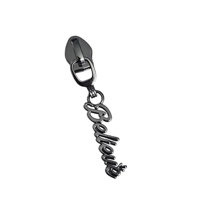 Zipper ’Believe’ Gun Metal - Reißverschluss Schieber Gr.5