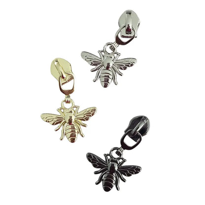 Zipper Bienchen Silber - Reißverschluss Schieber Gr.5
