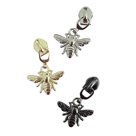 Zipper Bienchen Silber - Reißverschluss Schieber Gr.5