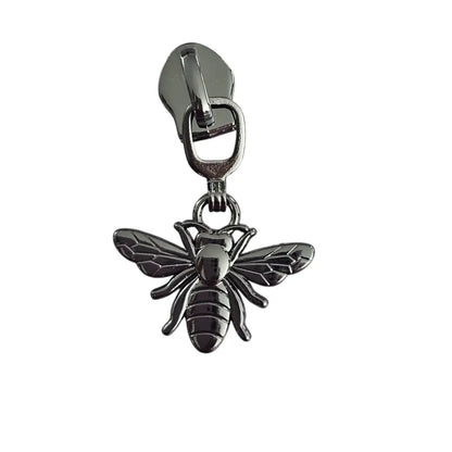Zipper Bienchen Silber - Reißverschluss Schieber Gr.5