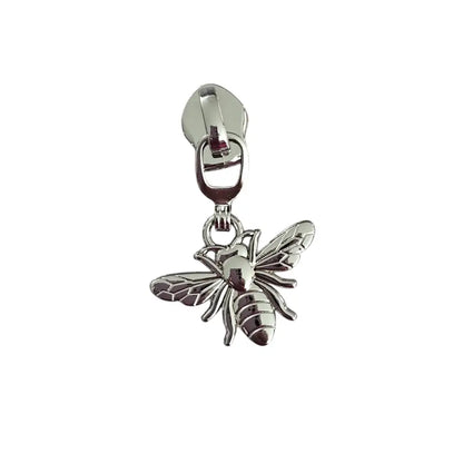 Zipper Bienchen Silber - Reißverschluss Schieber Gr.5
