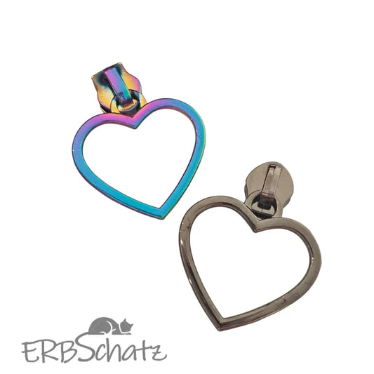Zipper Big Heart Regenbogen - Reißverschluss Schieber Gr.5