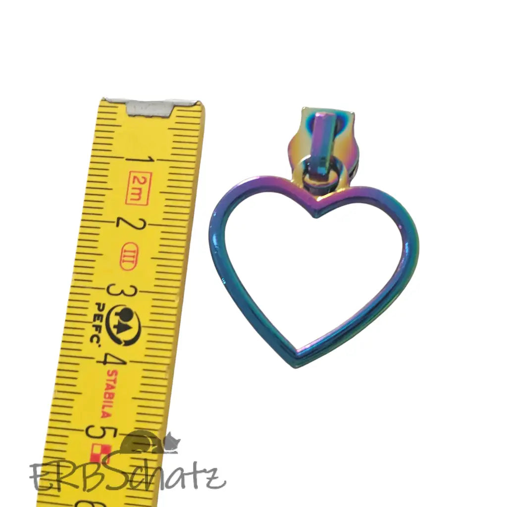 Zipper Big Heart Regenbogen - Reißverschluss Schieber Gr.5