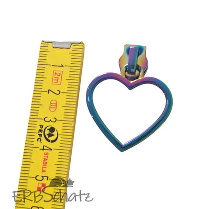 Zipper Big Heart Regenbogen - Reißverschluss Schieber Gr.5