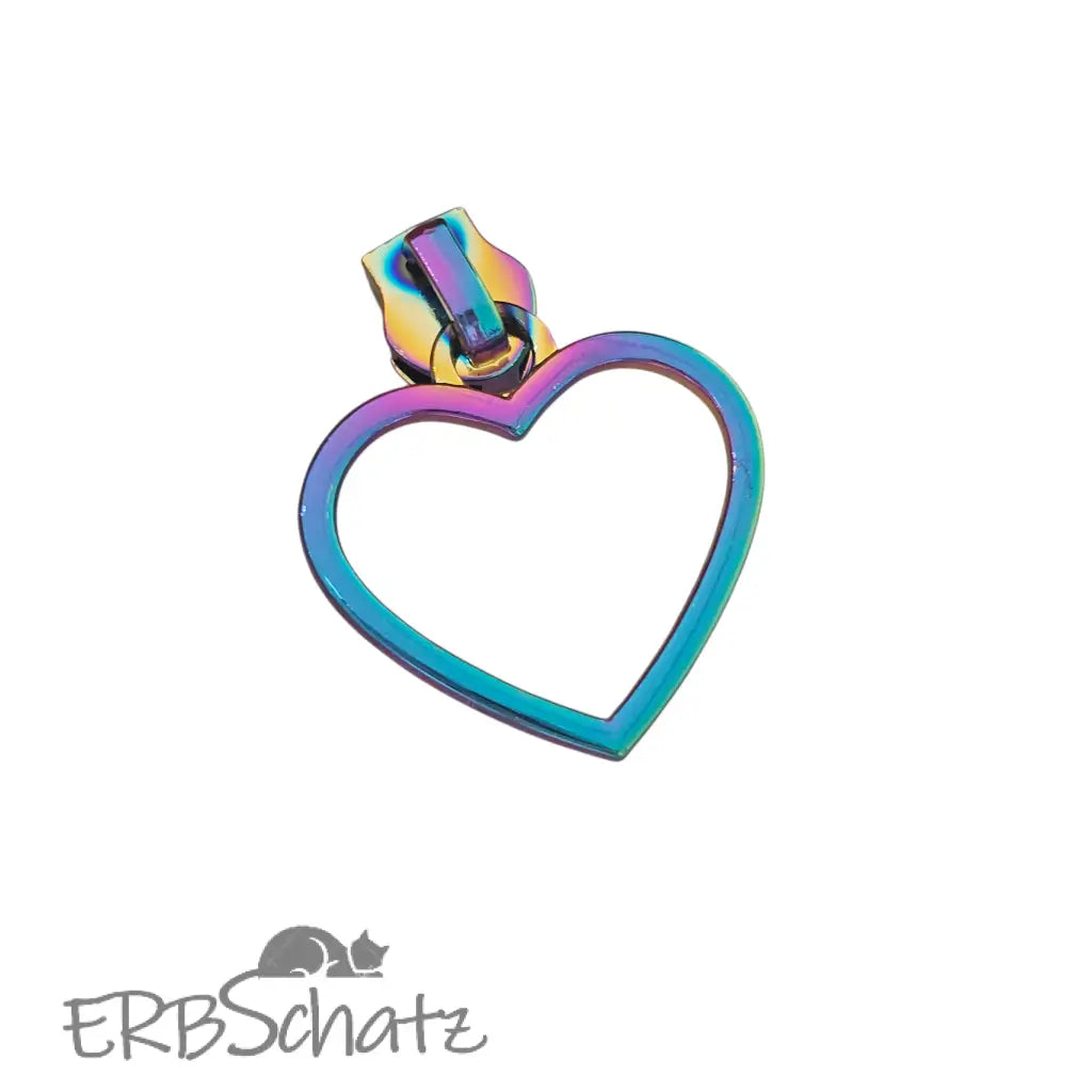 Zipper Big Heart Regenbogen - Reißverschluss Schieber Gr.5