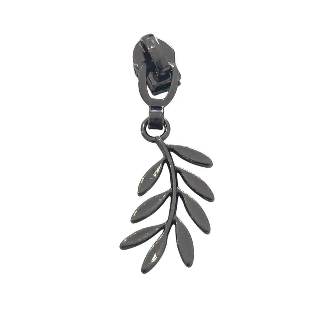 Zipper Blatt Form (Gr. 3) Gun Metal - Reißverschluss
