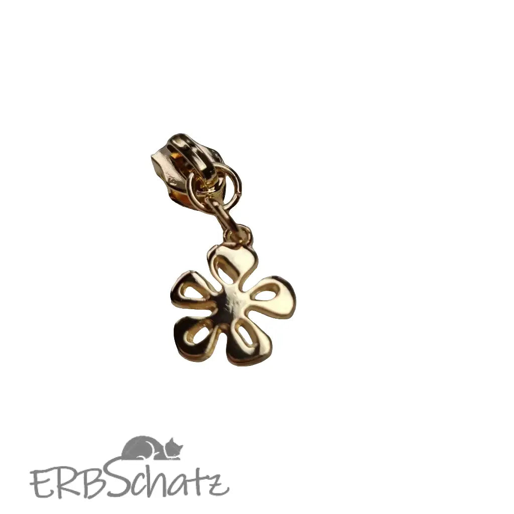 Zipper Blüte Gold - Reißverschluss Schieber Gr.5