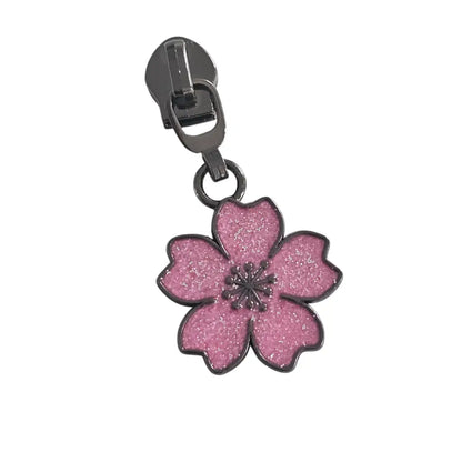 Zipper Blume Hawaii Gun Blau - Reißverschluss Schieber Gr.5