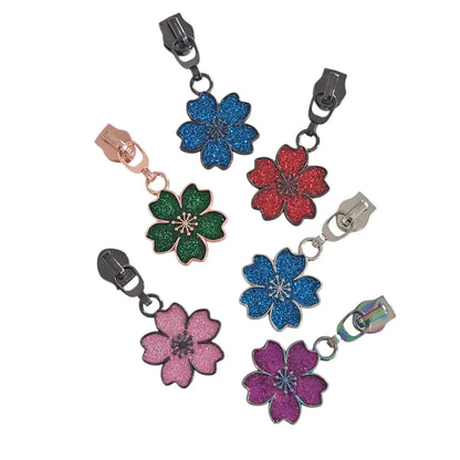 Zipper Blume Hawaii Gun Blau - Reißverschluss Schieber Gr.5