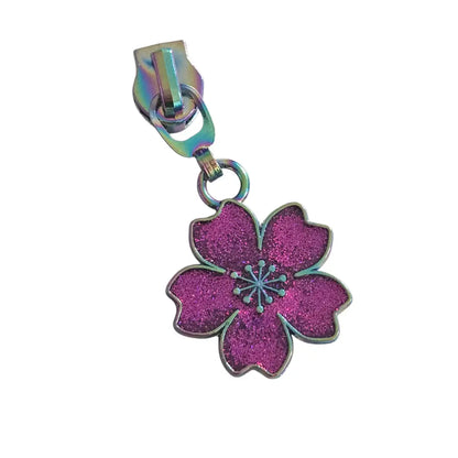Zipper Blume Hawaii Gun Blau - Reißverschluss Schieber Gr.5