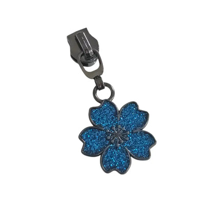 Zipper Blume Hawaii Gun Blau - Reißverschluss Schieber Gr.5