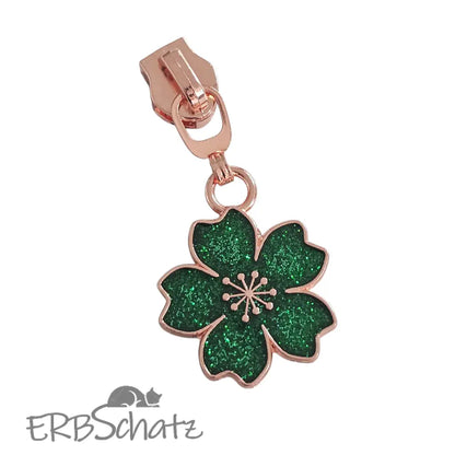 Zipper Blume Hawaii - Rose Grün