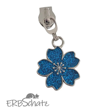 Zipper Blume Hawaii - Silber Blau