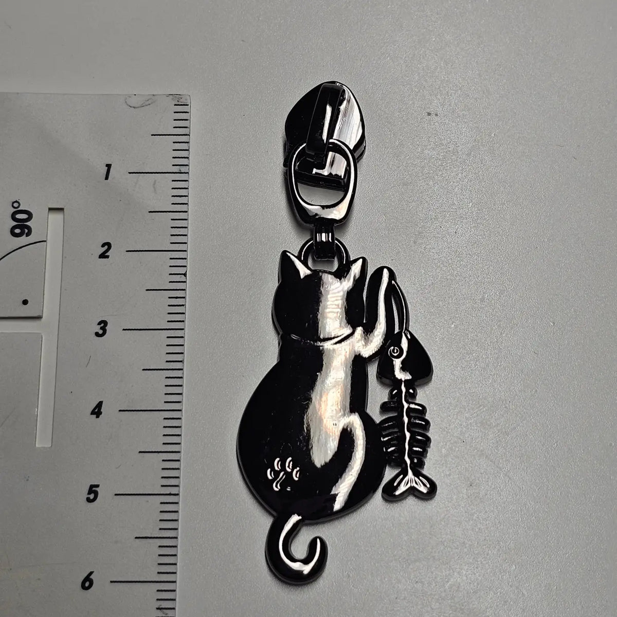 Zipper Cat & Fish Gun Metal - Reißverschluss Schieber Gr.5