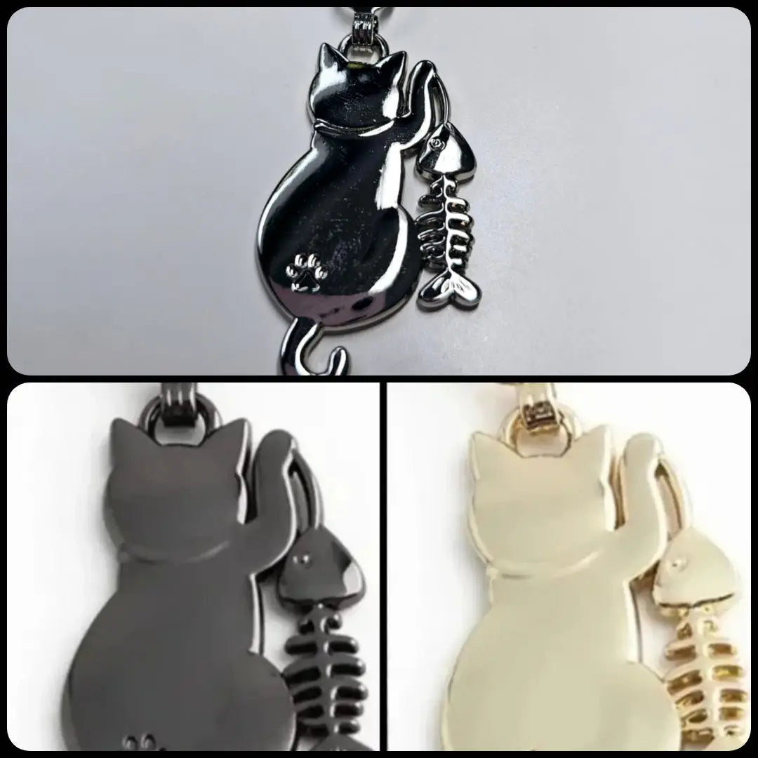 Zipper Cat & Fish Gun Metal - Reißverschluss Schieber Gr.5